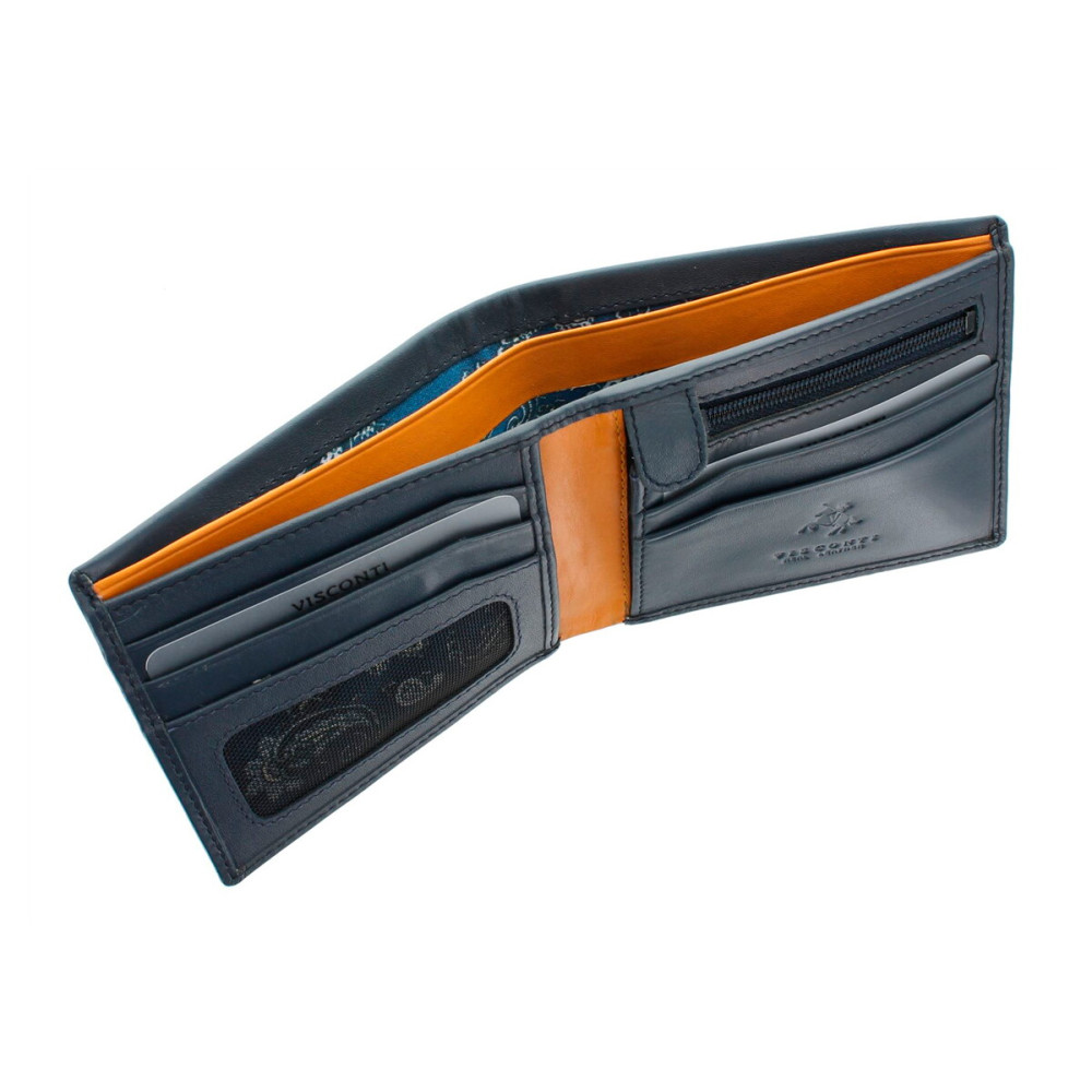 Мужской кожаный кошелек Visconti PM101 Pablo (Blue/Must) 