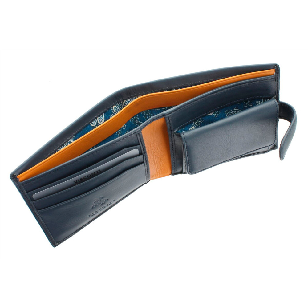 Мужской кожаный кошелек Visconti PM100 Vincent (Blue/Must)
