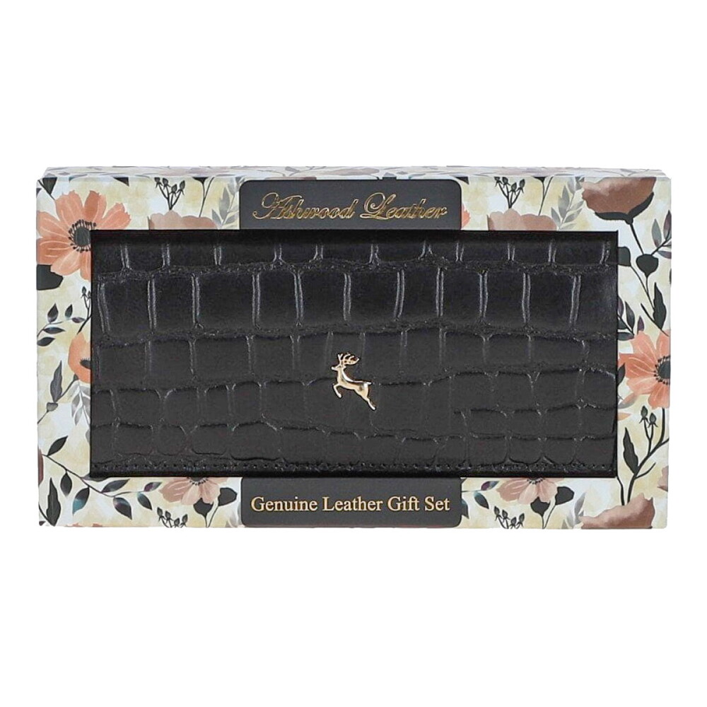Женский кожаный кошелек Ashwood C05 BLACK (Черный)