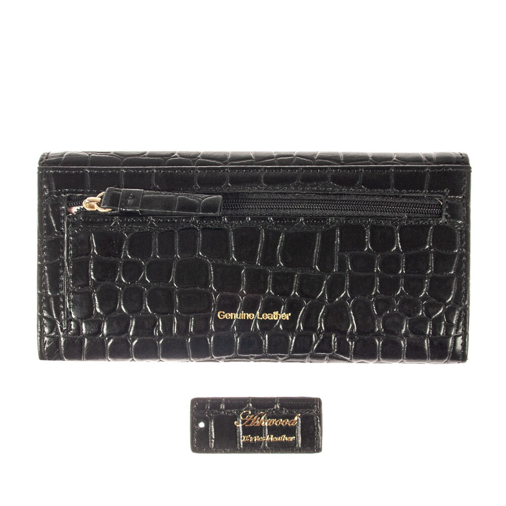Женский кожаный кошелек Ashwood C05 BLACK (Черный)