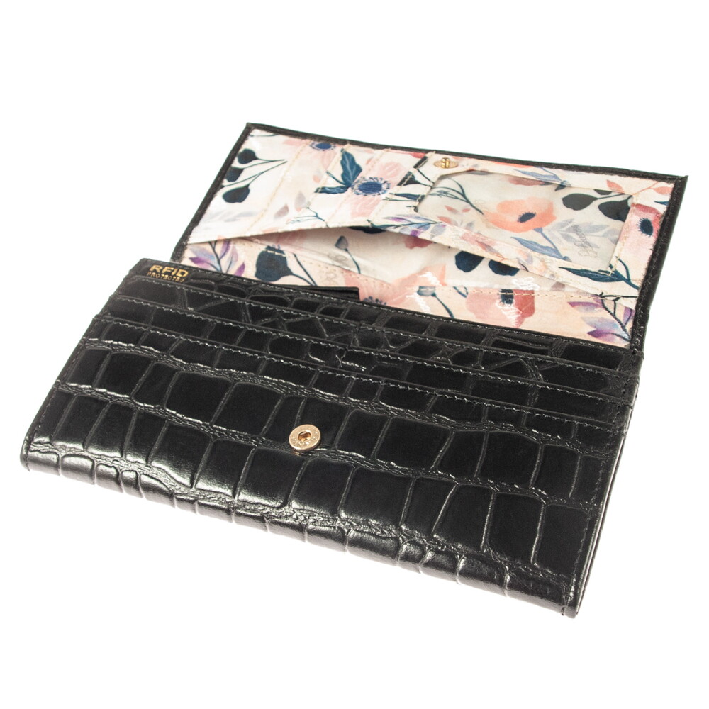 Женский кожаный кошелек Ashwood C05 BLACK (Черный)