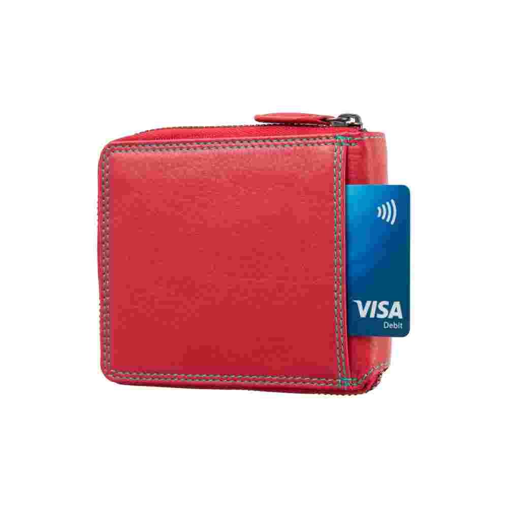 Женский кожаный кошелек на молнии Visconti SP29 Picasso (Red Hawaii)