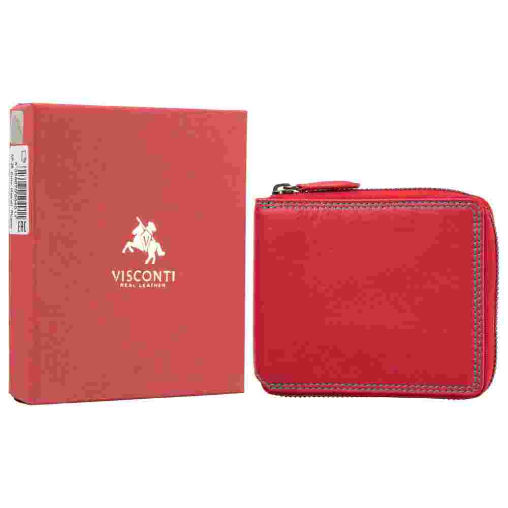 Женский кожаный кошелек на молнии Visconti SP29 Picasso (Red Hawaii)