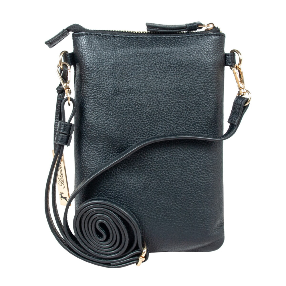 Кожаная сумка для смартфона AZ71 Black (Черный)