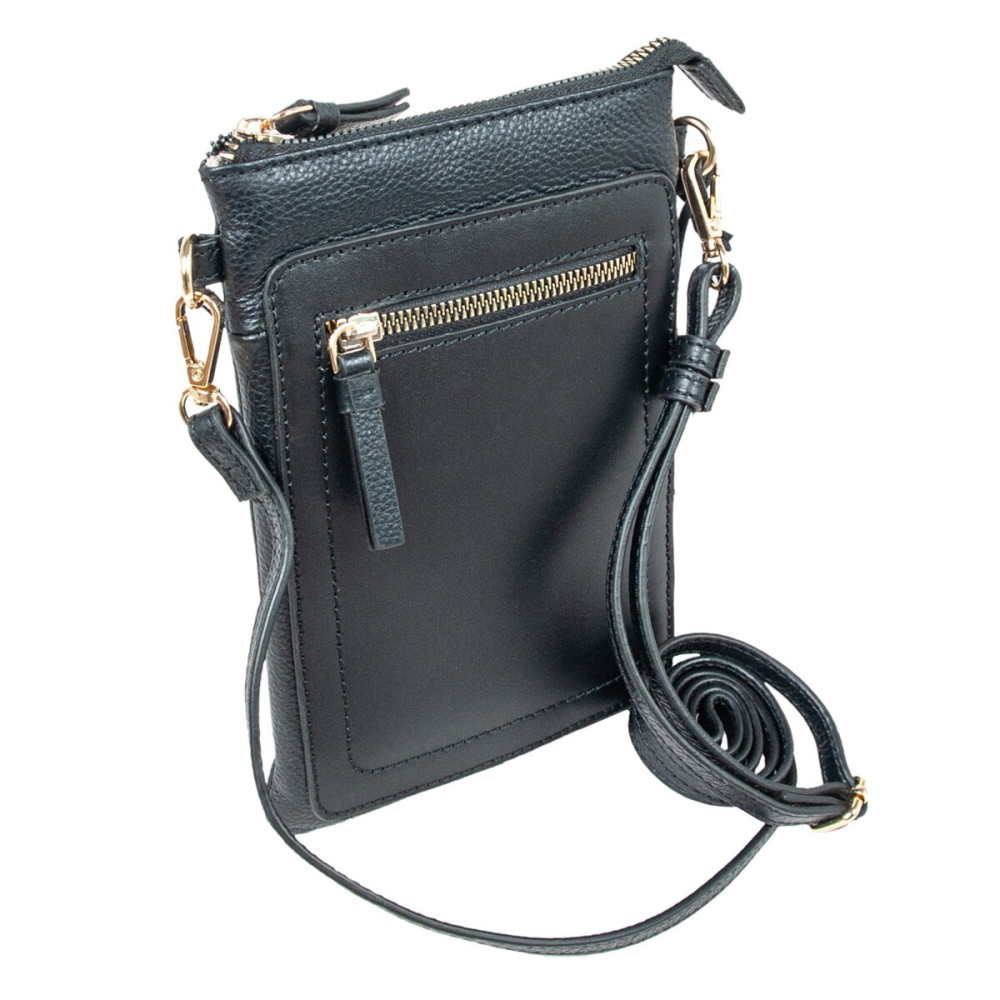 Кожаная сумка для смартфона AZ71 Black (Черный)