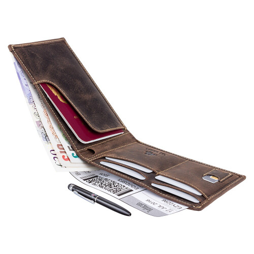Чоловічий шкіряний гаманець для подорожей Visconti 726 - Jet (oil brown)