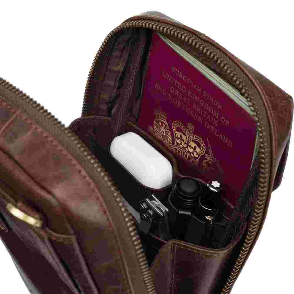 Мужская кожаная сумка на пояс Visconti S45 Alex (Brown) 