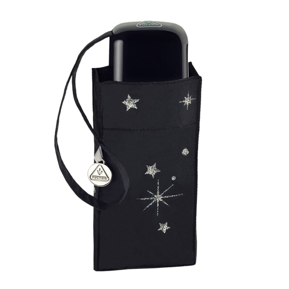 Женский мини зонт Fulton L501 Tiny-2 Glitter Stars Black (Блеск звезд)