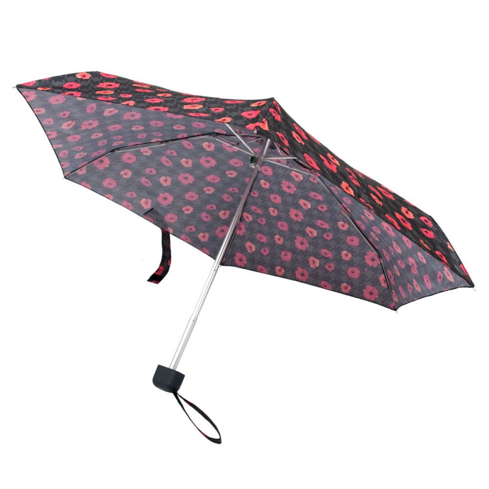 Женский мини зонт Fulton L501 Tiny-2 Houndstooth Poppy (Маки)