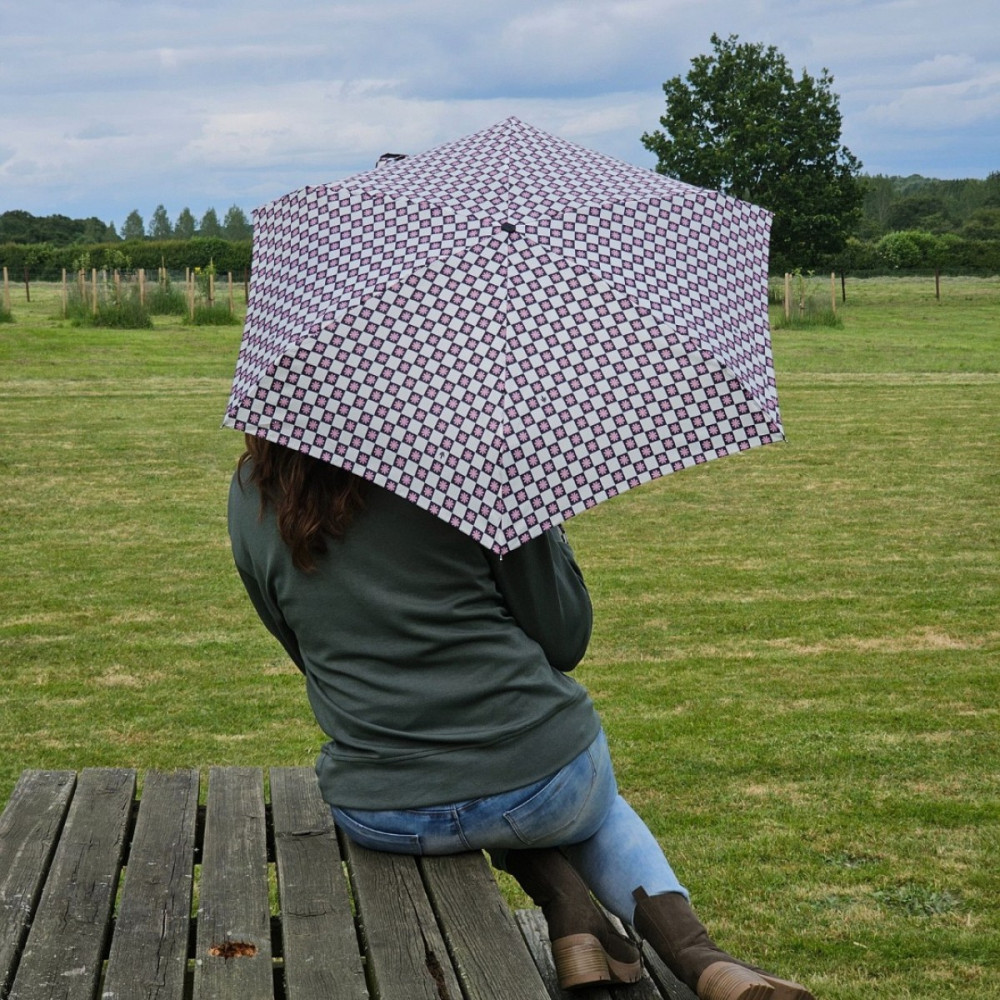 Женский мини зонт Fulton L501 Tiny-2 Flower Check (Цветочная клетка)