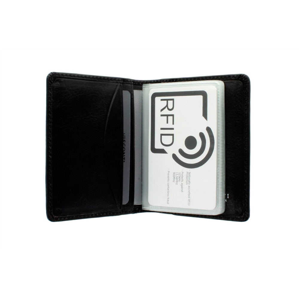 Кожаная кредитница-визитница с RFID Visconti TSC40 - Camper (black) 