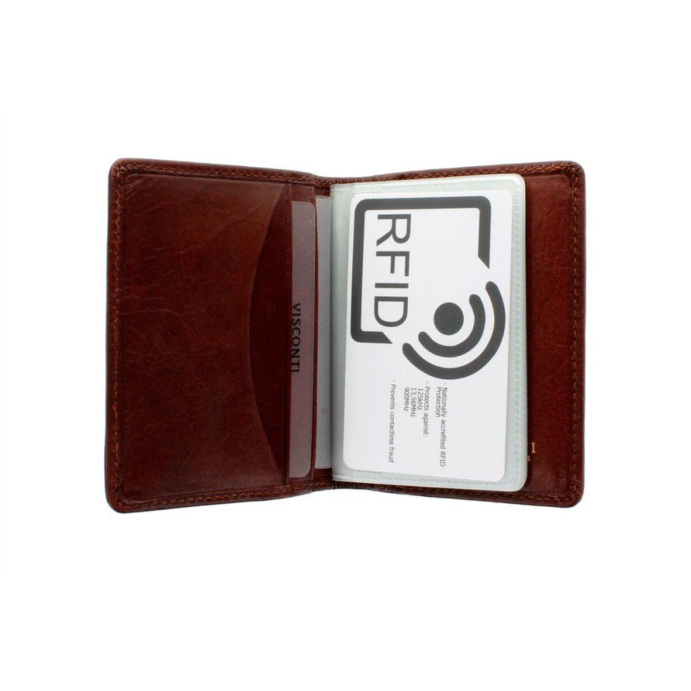 Кожаная кредитница-визитница с RFID Visconti TSC40 - Camper (tan) 