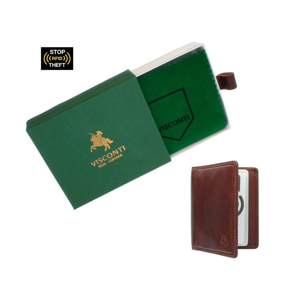 Кожаная кредитница-визитница с RFID Visconti TSC40 - Camper (tan) 