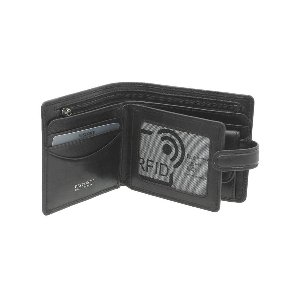 Мужской кожаный кошелек Visconti TSC42 с RFID Arezzo (Black) 