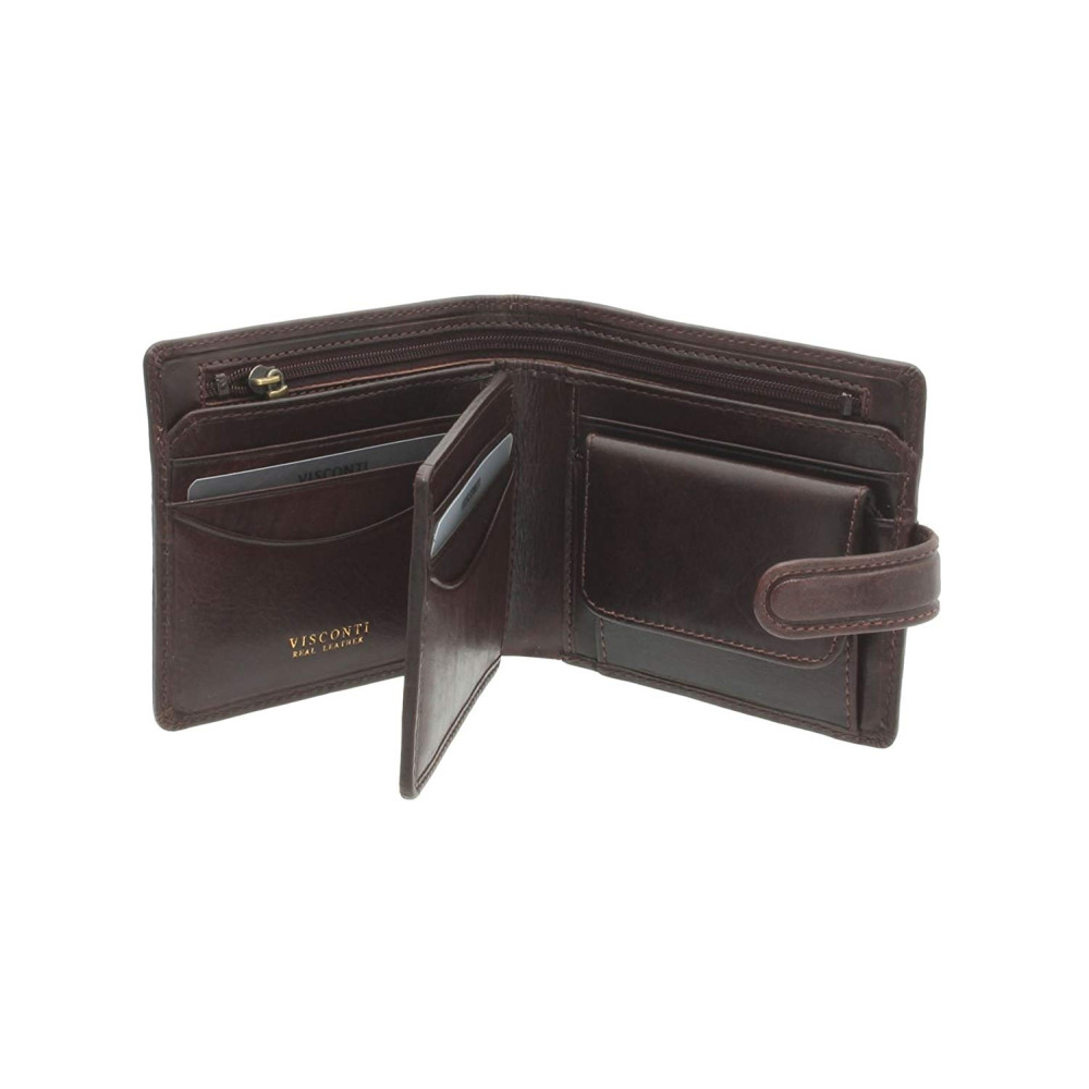 Мужской кожаный кошелек c монетницей Visconti TSC42 с RFID Arezzo (Brown) 