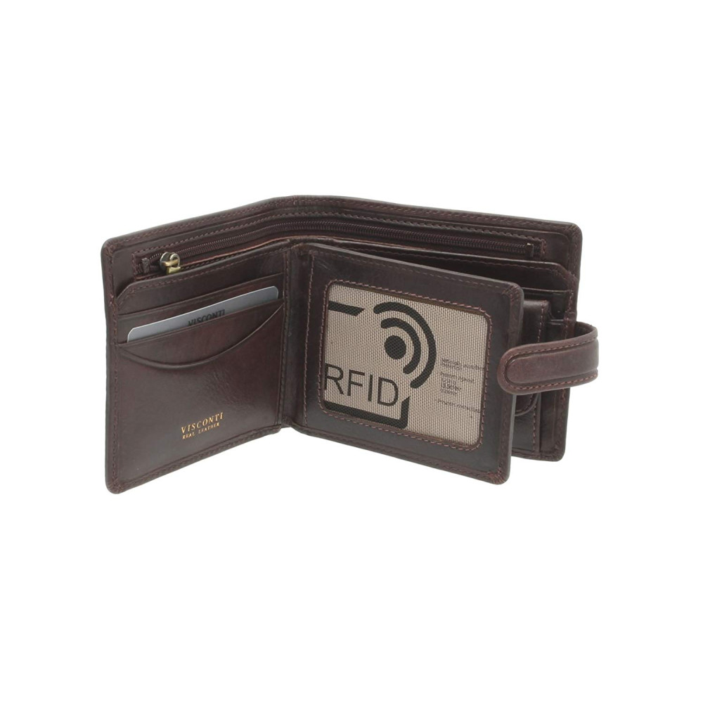 Мужской кожаный кошелек c монетницей Visconti TSC42 с RFID Arezzo (Brown) 
