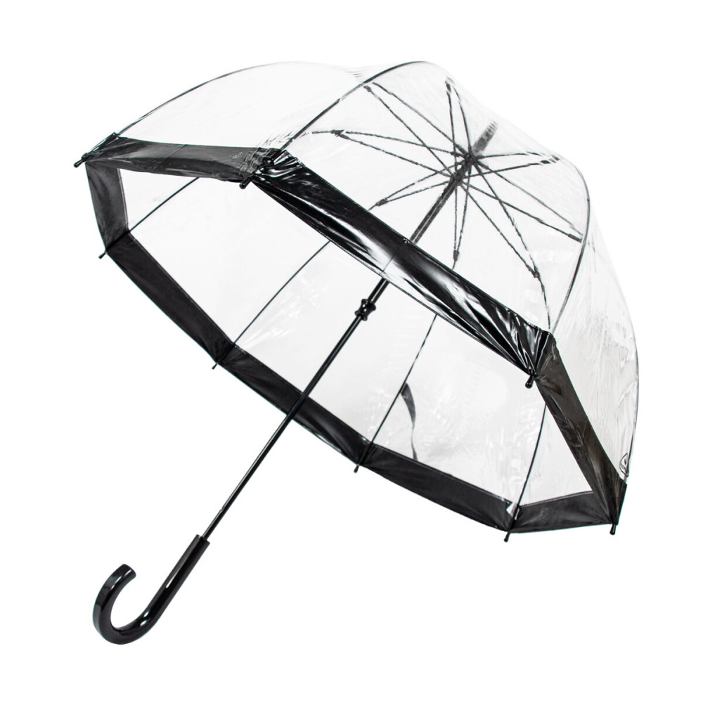 Женский прозрачный зонт-трость Fulton Birdcage-1 L041 Black (Черный)