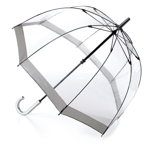Жіноча прозора парасолька-тростина Fulton Birdcage-1 L041 Silver (Срібний)