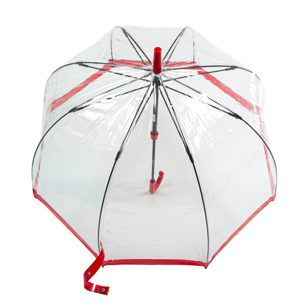Женский прозрачный зонт-трость Fulton Birdcage-1 L041 Red (Красный)
