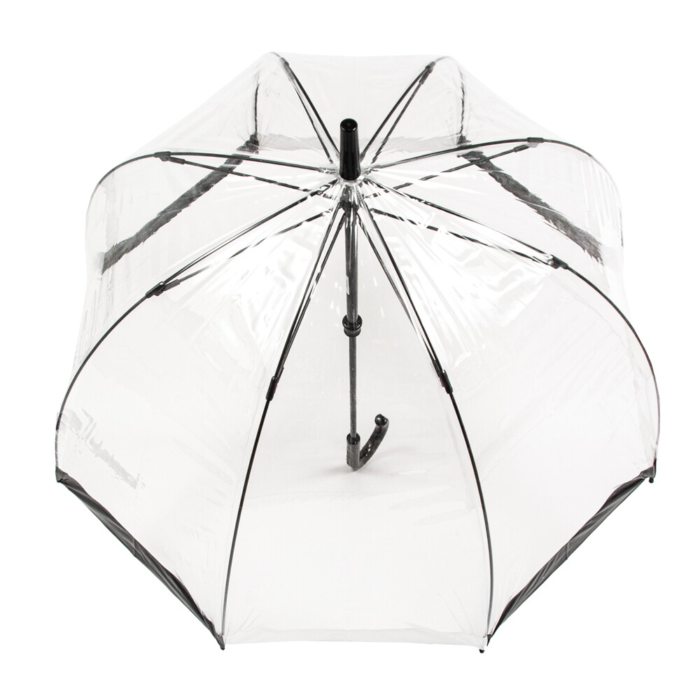 Женский прозрачный зонт-трость Fulton Birdcage-1 L041 Black White (Черно-белый)