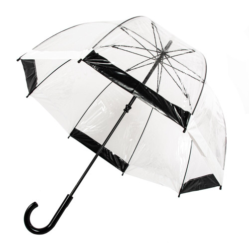 Жіноча прозора парасолька-тростина Fulton Birdcage-1 L041 Black White (Чорно-білий)