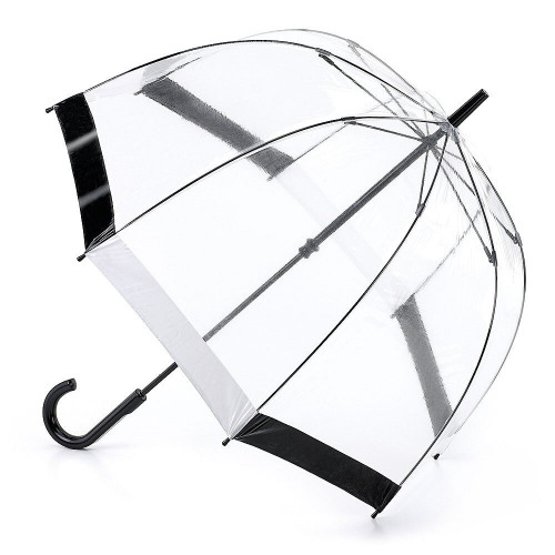 Жіноча прозора парасолька-тростина Fulton Birdcage-1 L041 Black White (Чорно-білий)