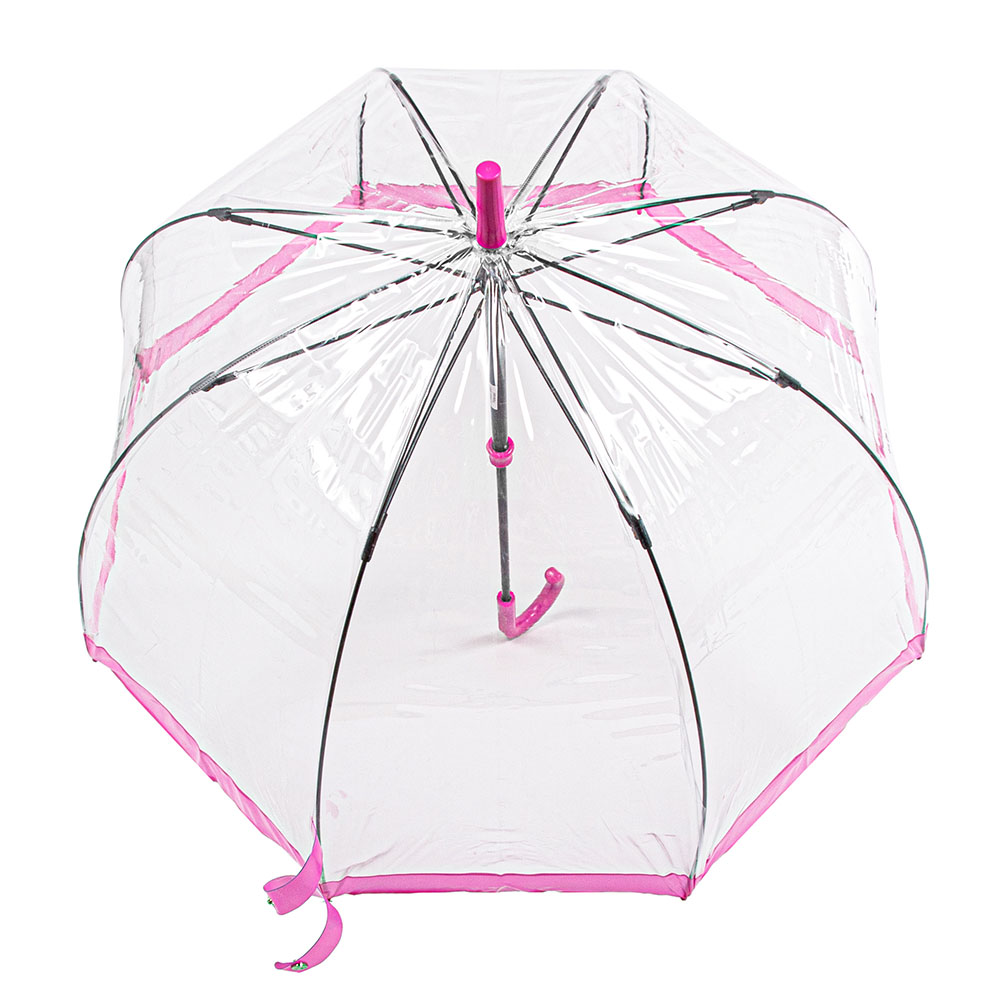 Женский прозрачный зонт-трость Fulton Birdcage-1 L041 Pink (Розовый)