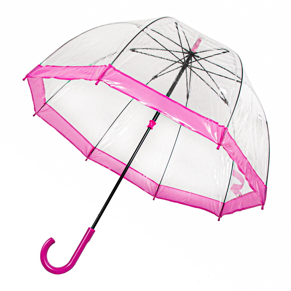 Женский прозрачный зонт-трость Fulton Birdcage-1 L041 Pink (Розовый)