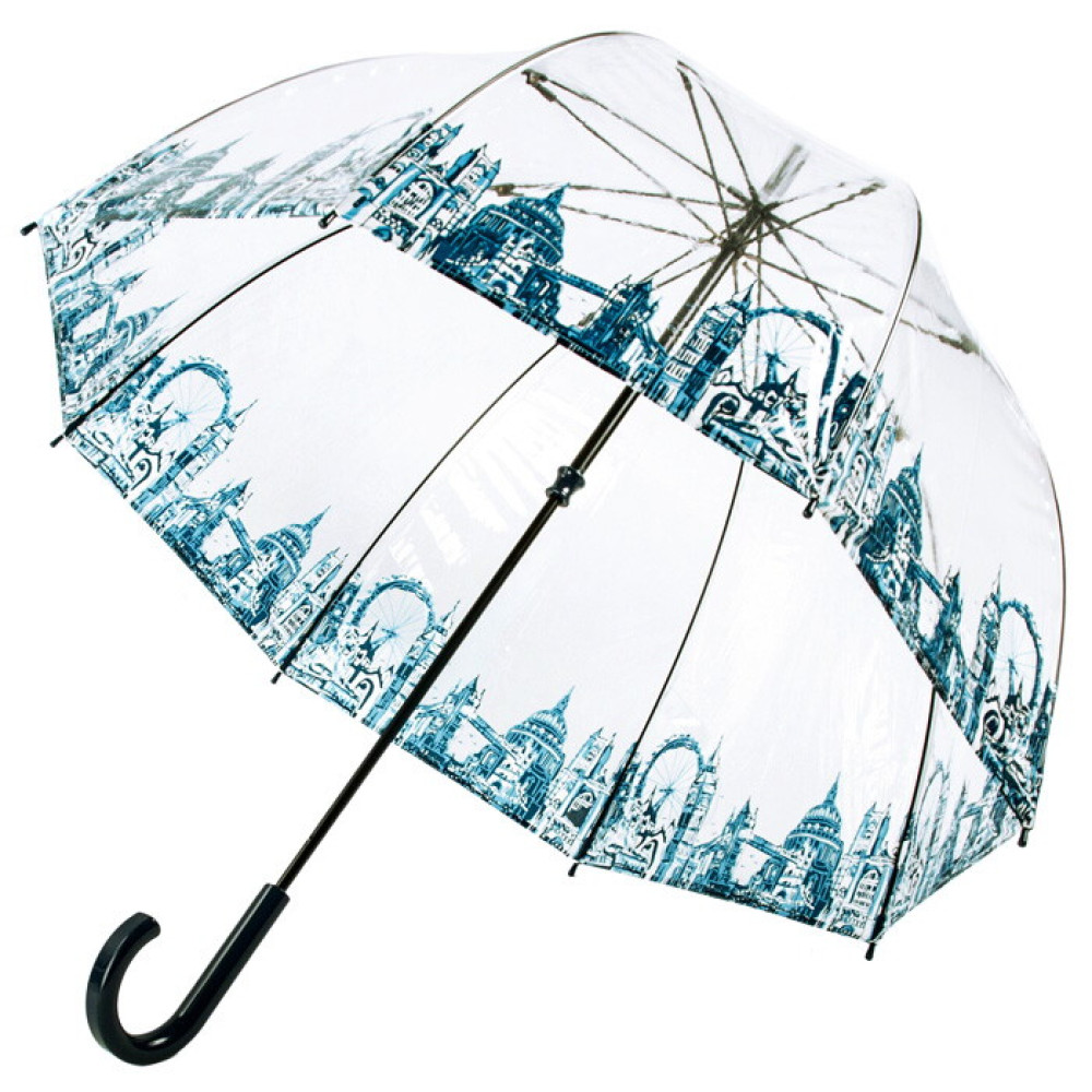 Женский прозрачный зонт-трость Fulton Birdcage-2 - L042 - London Icons (Иконки)
