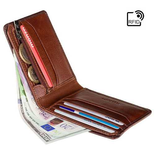 Мужской кошелек с монетницей Visconti AT63 Roland c RFID (Burnish Tan)