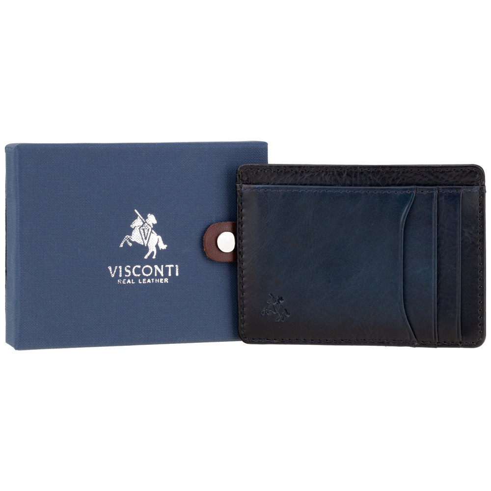 Шкіряний картхолдер-кредитниця Visconti AT67 Madison із RFID (Burnish Blue)