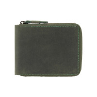 Чоловічий шкіряний гаманець на блискавці з монетницею Visconti 702 - Bullet (oil green)