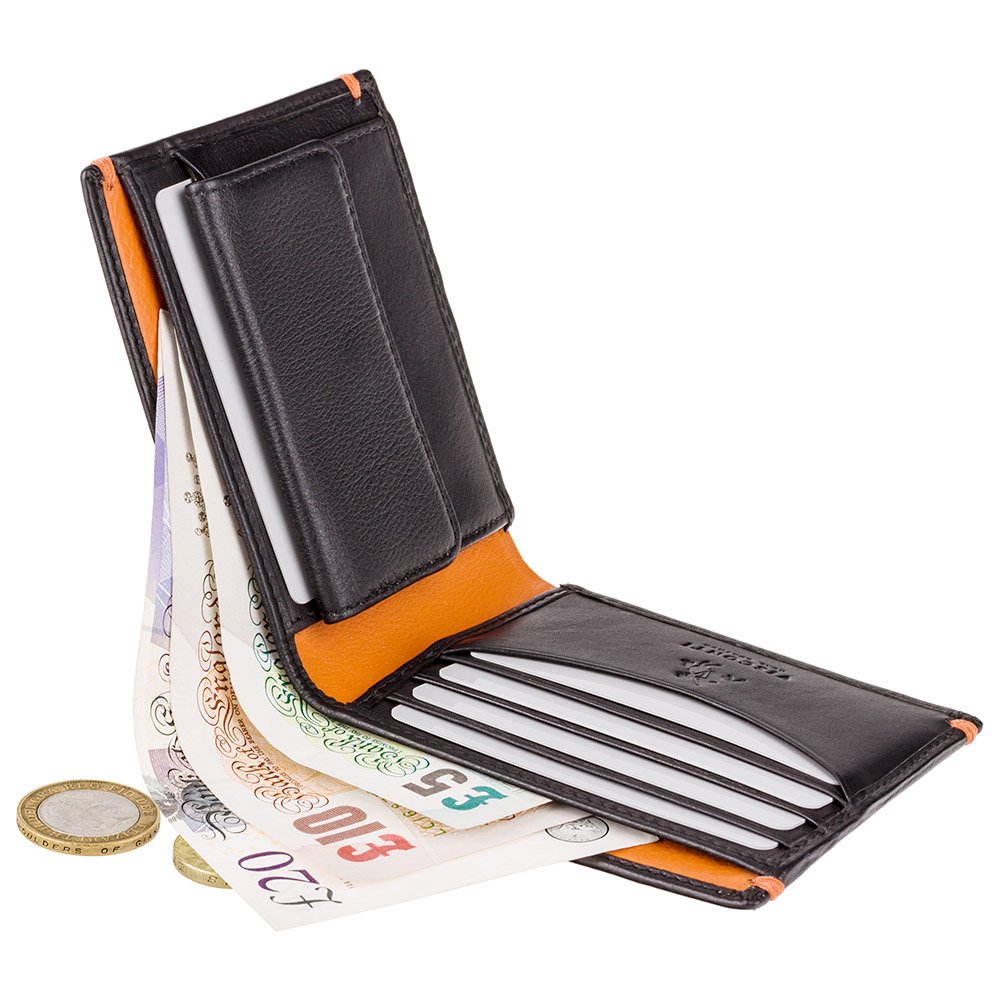 Мужской кожаный кошелек Visconti AP62 Montreux (Black/Orange) 