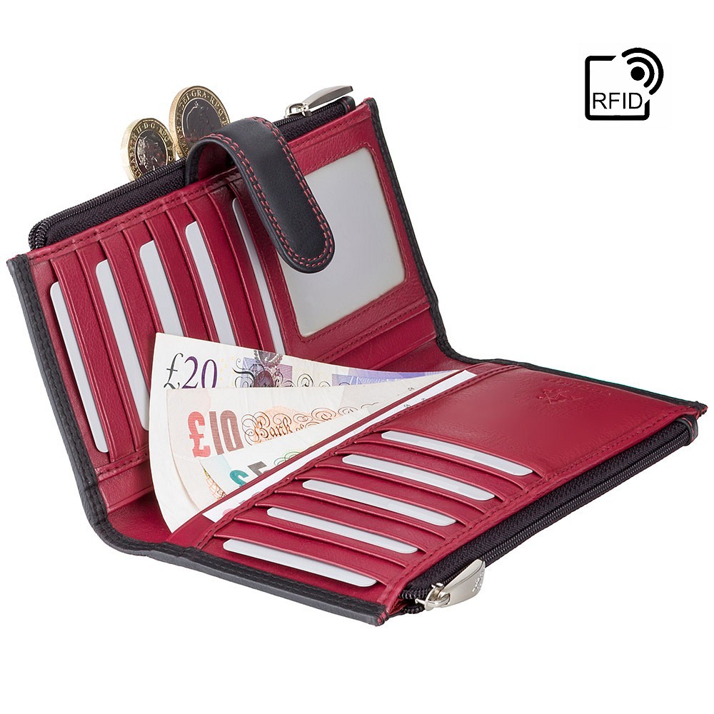 Женский кошелек на застежке Visconti CD23 - Jade (black-red)