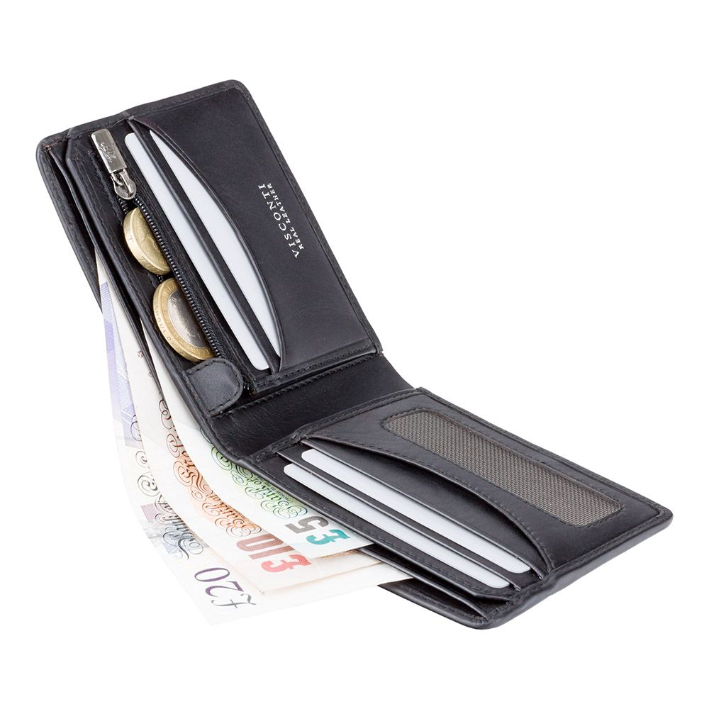 Мужской кожаный кошелек с монетницей Visconti TSC46 с RFID Francesca (Black) 