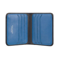 Мужской кожаный кошелек без монетницы и застежки Visconti VSL34 Tap-n-Go c RFID - Lank (Black/Cobalt)