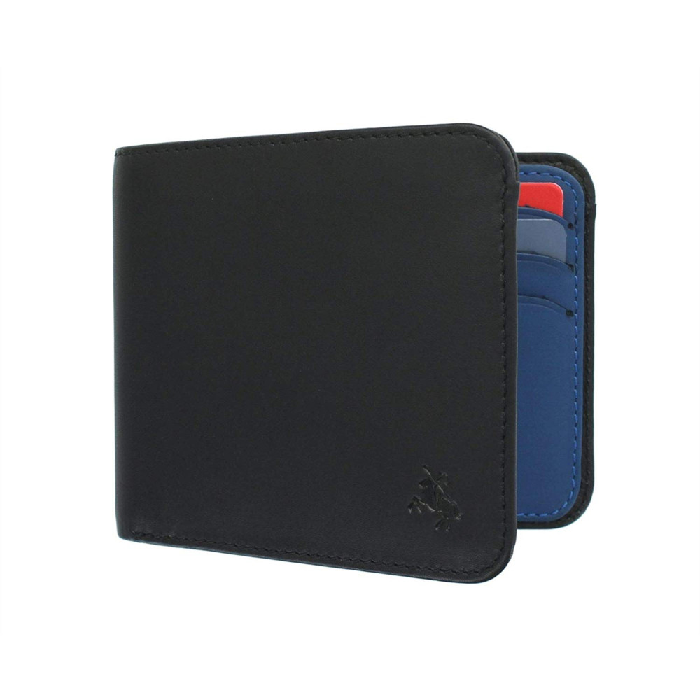 Мужской кожаный кошелек Visconti VSL35 Tap-n-Go c RFID Trim (Black/Cobalt)