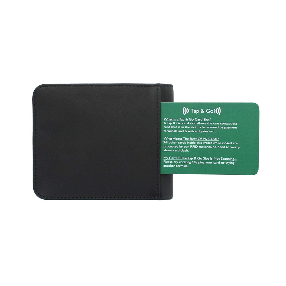 Мужской кожаный кошелек Visconti VSL35 Tap-n-Go c RFID Trim (Black/Cobalt)