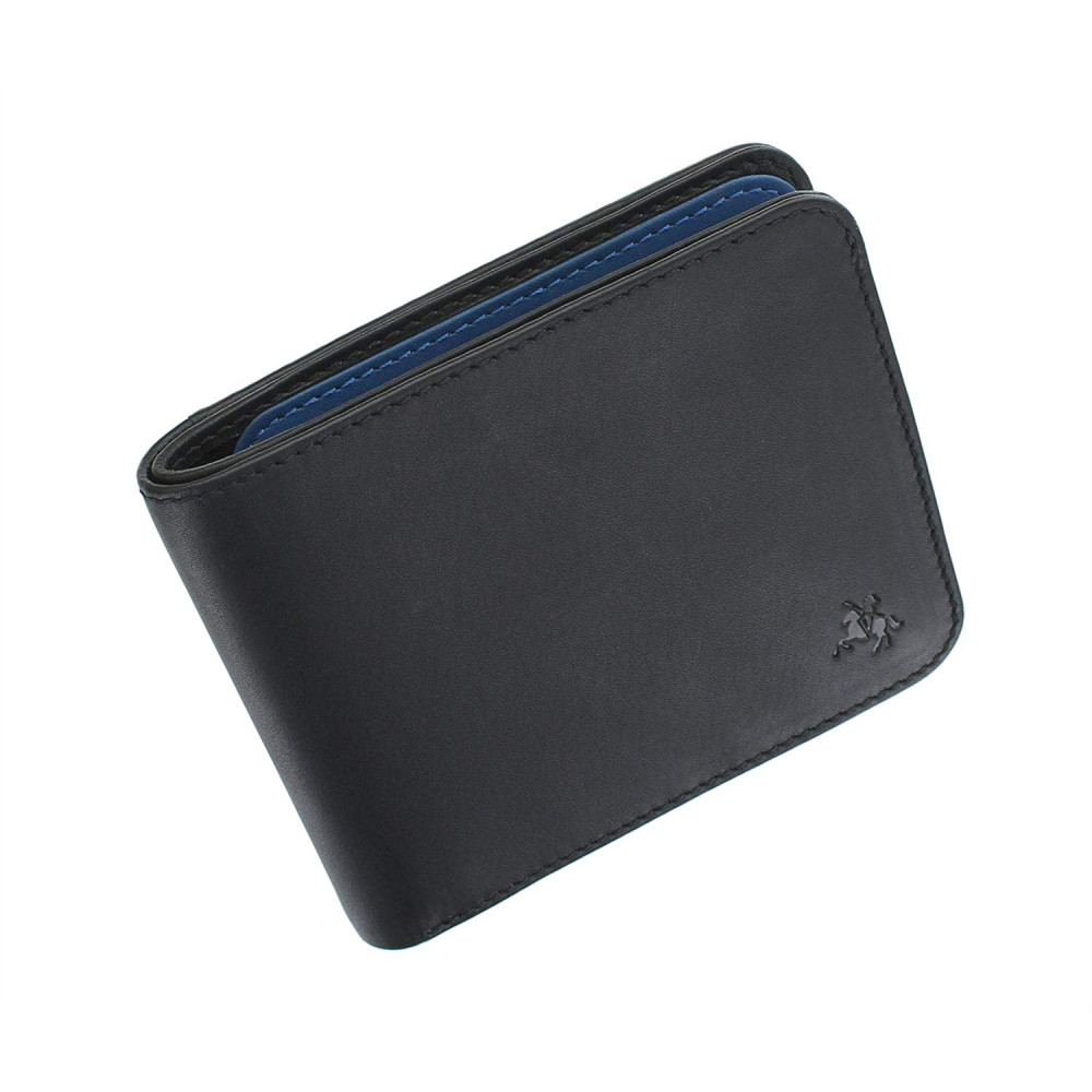 Мужской кожаный кошелек Visconti VSL35 Tap-n-Go c RFID Trim (Black/Cobalt)