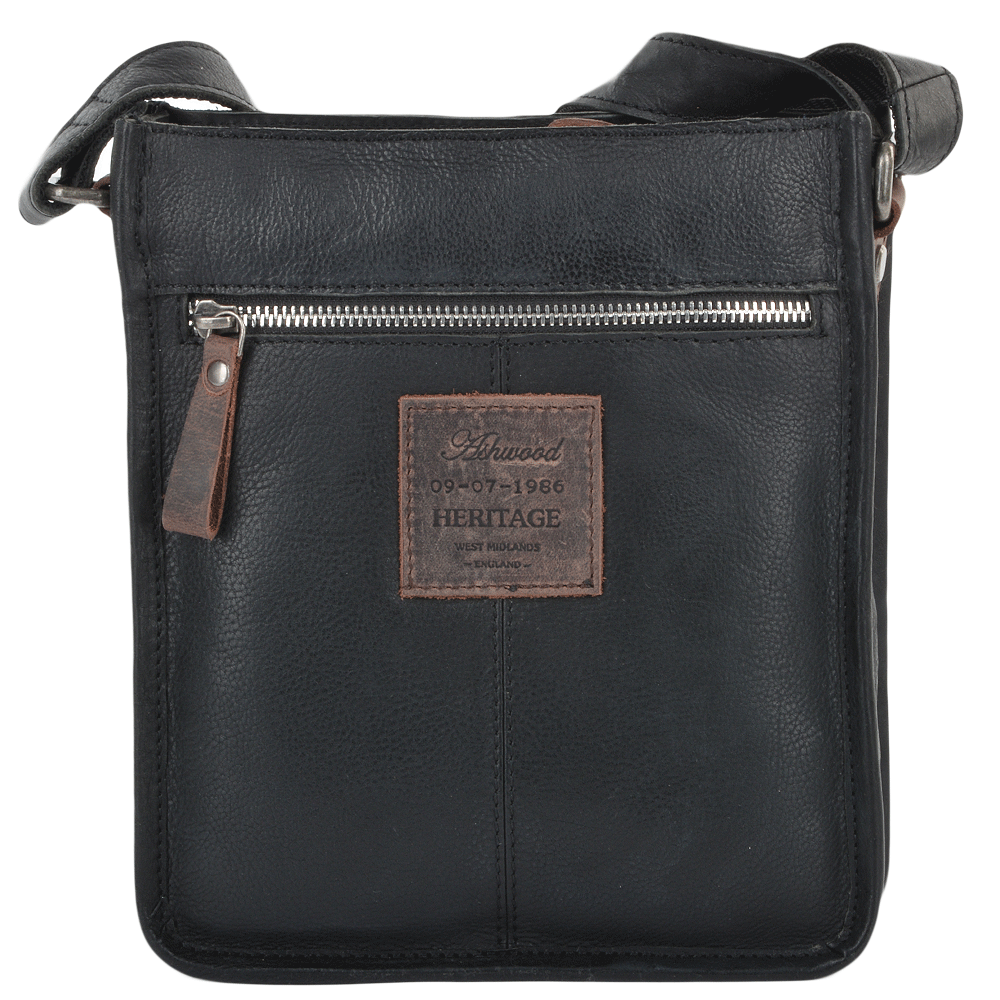 Мужская кожаная сумка Ashwood 4551 VT Black (Черный)