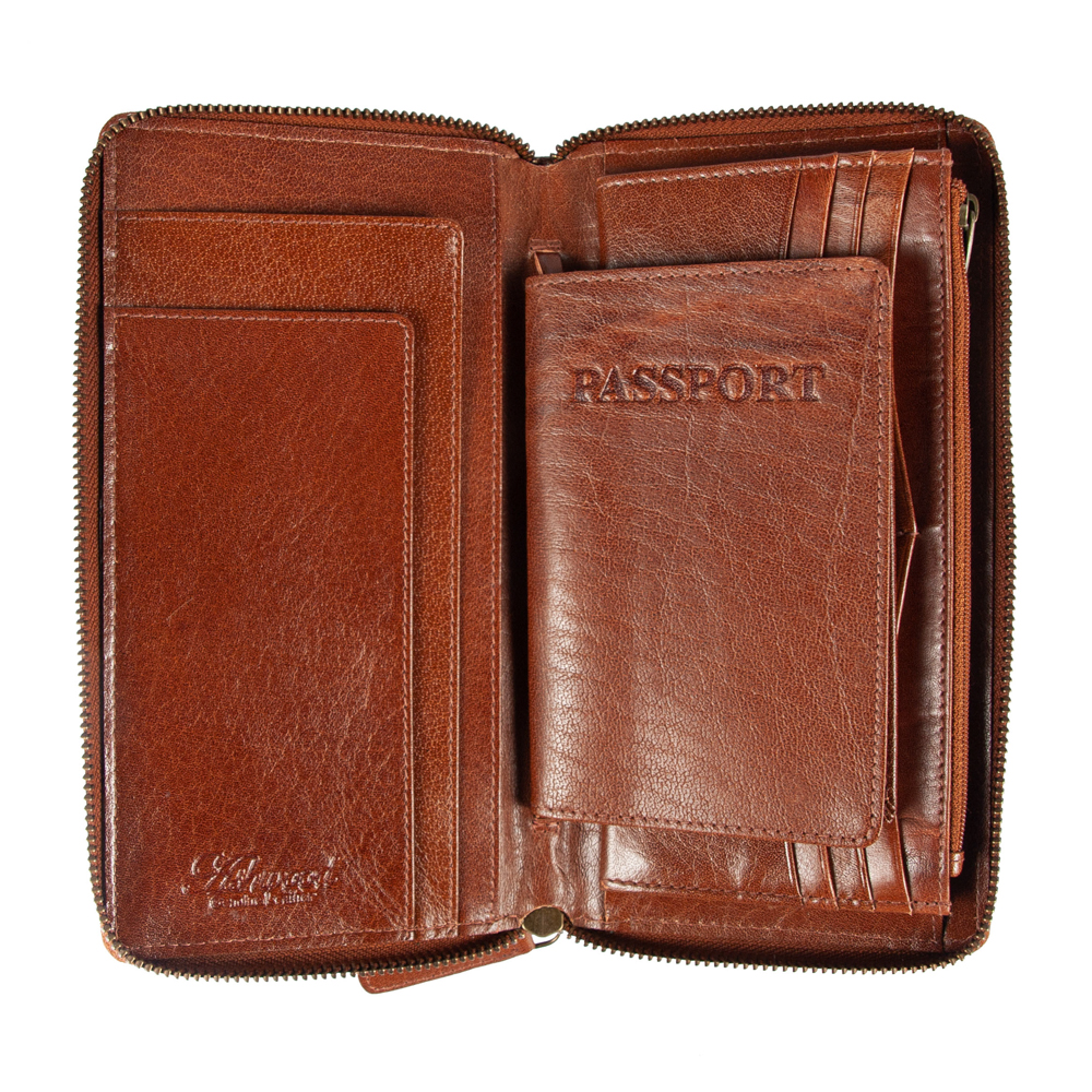 Портмоне дорожное Ashwood TW01 Chestnut (Каштановый)