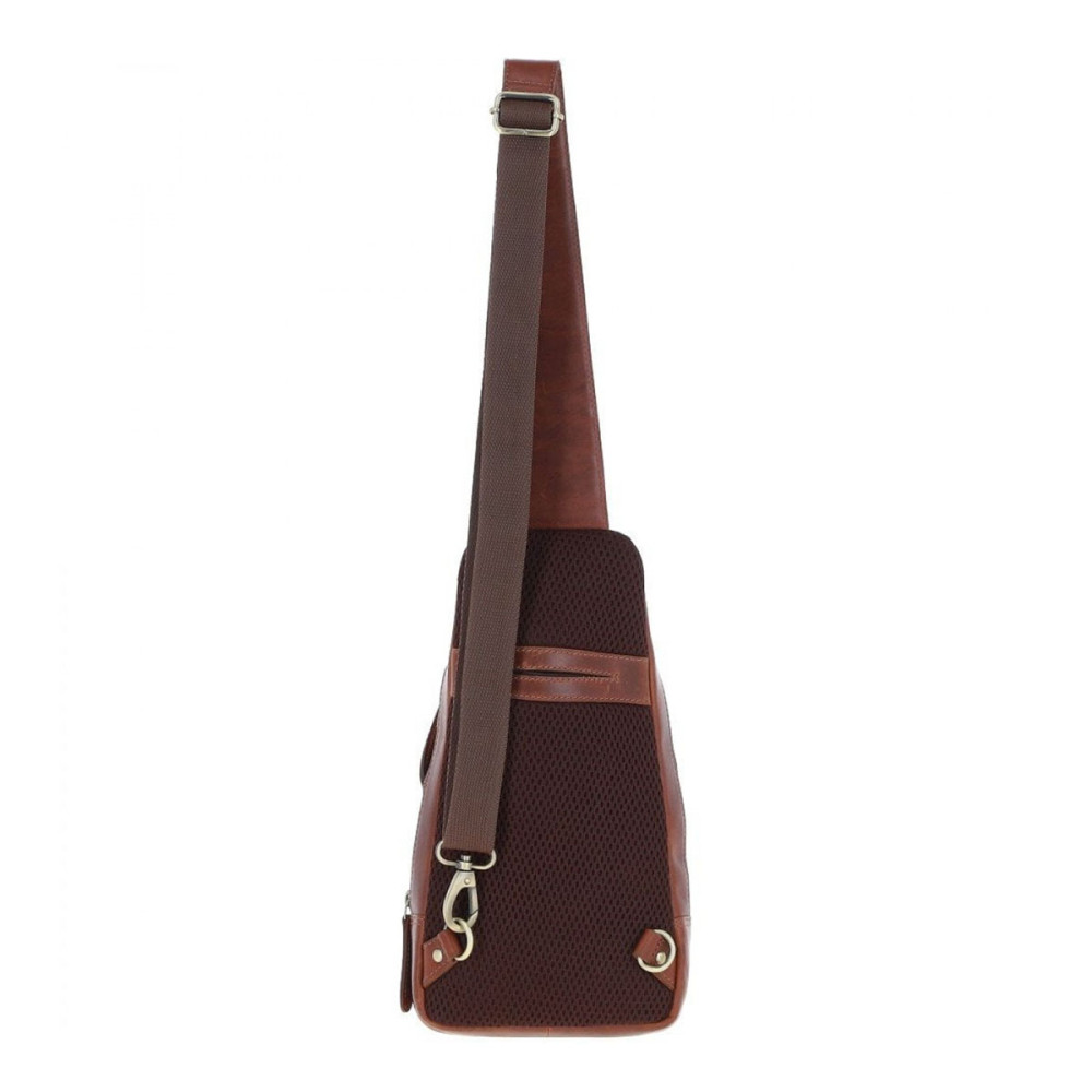 Сумка кожаная нагрудная Ashwood K43 Chestnut (Каштановый)