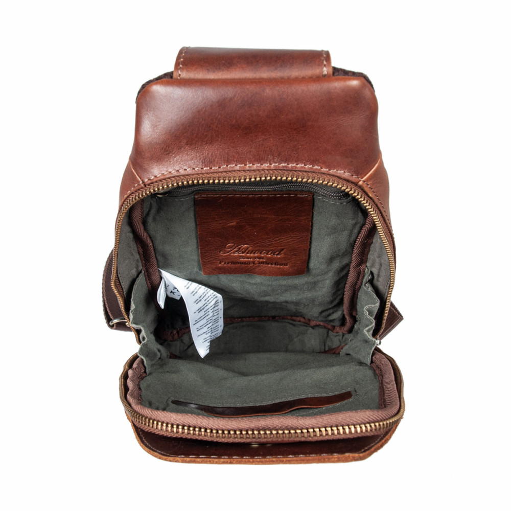 Сумка кожаная нагрудная Ashwood K43 Chestnut (Каштановый)