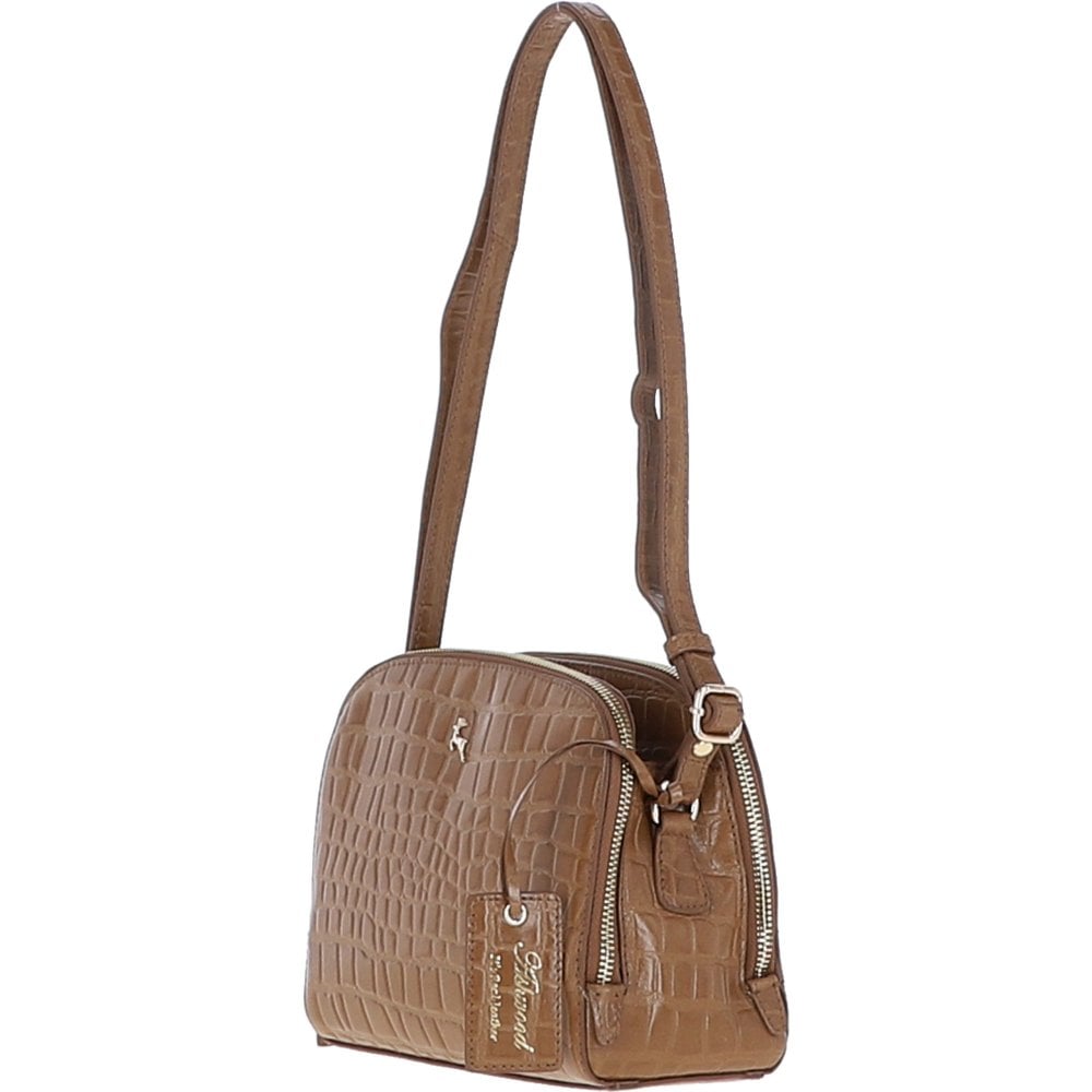 Женская кожаная сумка Ashwood C57 TAN/CROC (Рыжий)