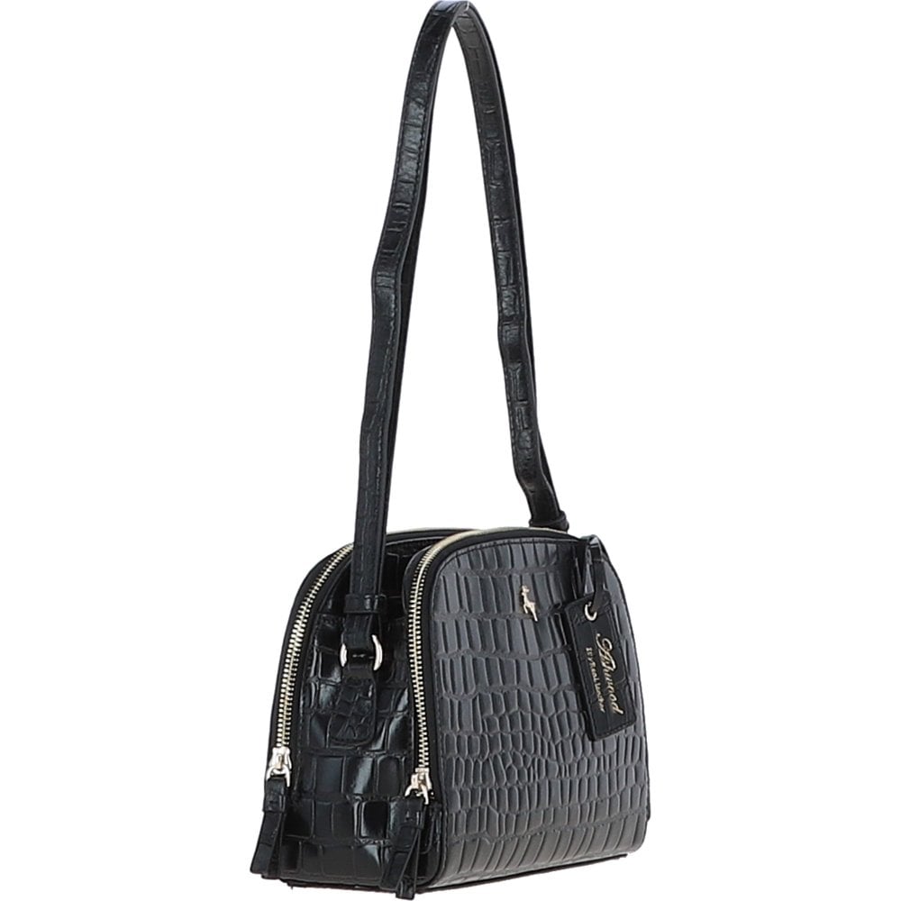 Женская кожаная сумка Ashwood C57 BLACK/CROC (Черная)