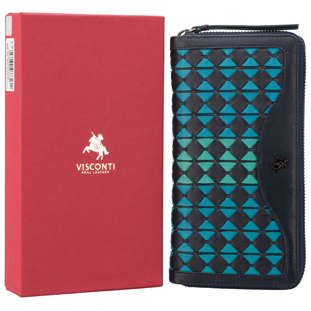 Женский кожаный кошелек Visconti BR76 Amour (Blue/Orchid)