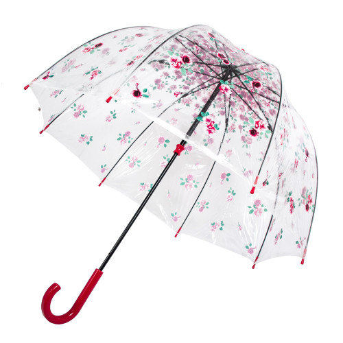 Женский прозрачный зонт-трость Fulton Birdcage-2 L042 - Rose Bud (Розовый бутон)