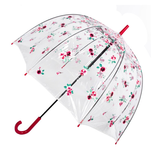 Женский прозрачный зонт-трость Fulton Birdcage-2 L042 - Rose Bud (Розовый бутон)