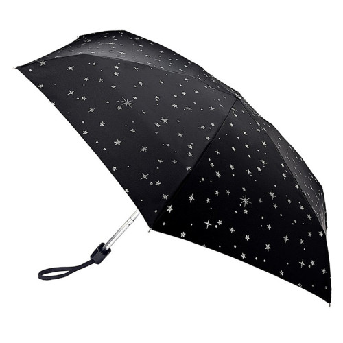 Женский мини зонт Fulton L501 Tiny-2 Glitter Stars Black (Блеск звезд)