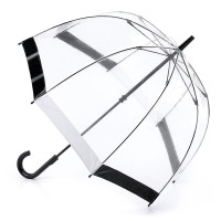 Жіноча прозора парасолька-тростина Fulton Birdcage-1 L041 Black White (Чорно-білий)